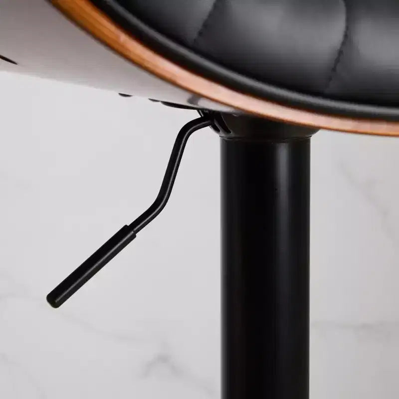 Tabouret de bar pivotant et réglable en hauteur, en bois courbé, avec revêtement en similicuir