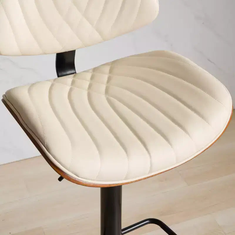 Tabouret de bar pivotant et réglable en hauteur, en bois courbé, avec revêtement en similicuir