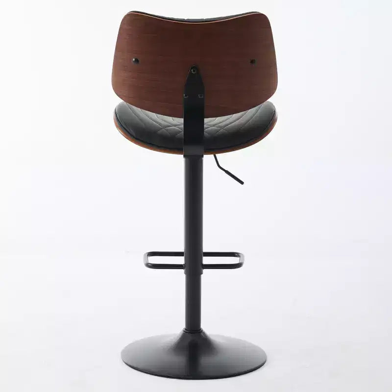 Tabouret de bar pivotant et réglable en hauteur, en bois courbé, avec revêtement en similicuir