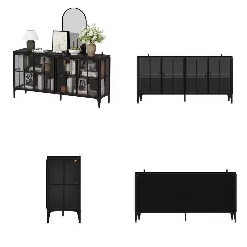 Étagère vitrine de rangement buffet avec portes en verre