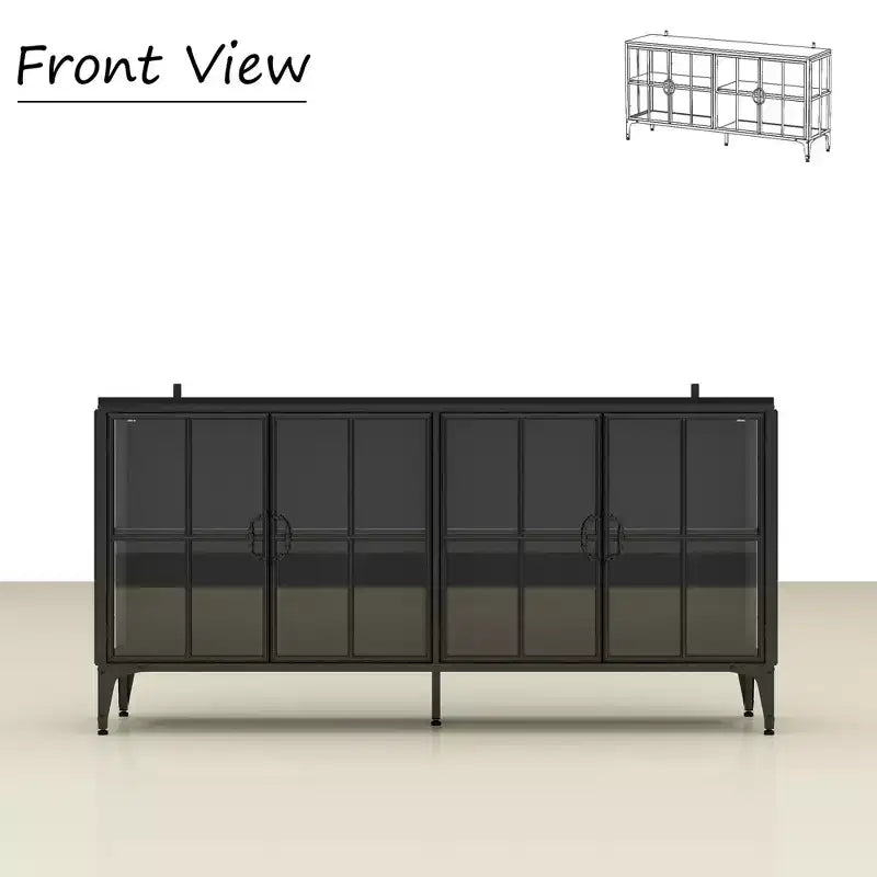 Étagère vitrine de rangement buffet avec portes en verre