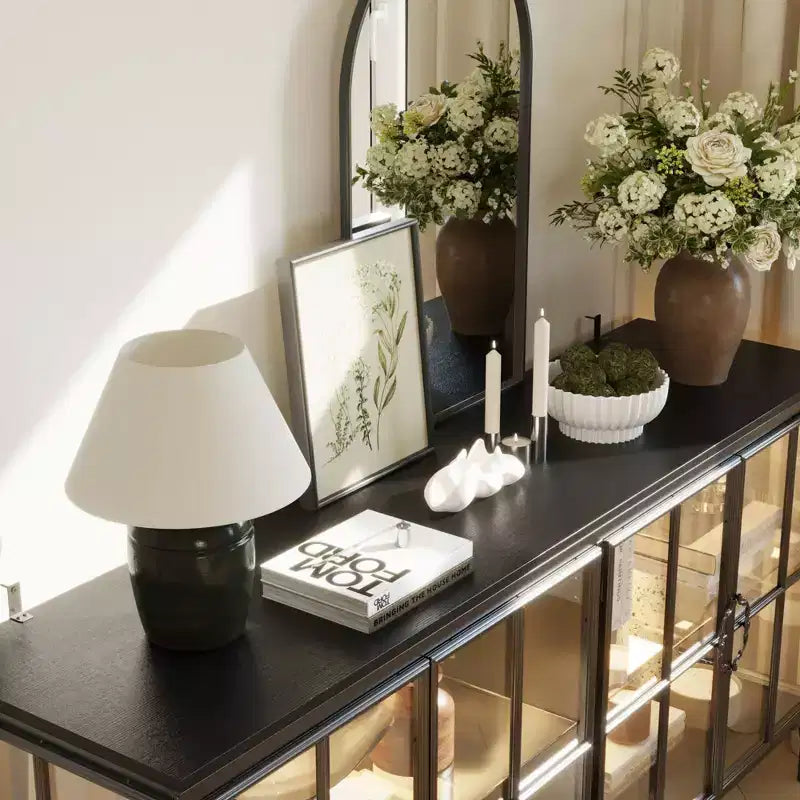 Étagère vitrine de rangement buffet avec portes en verre