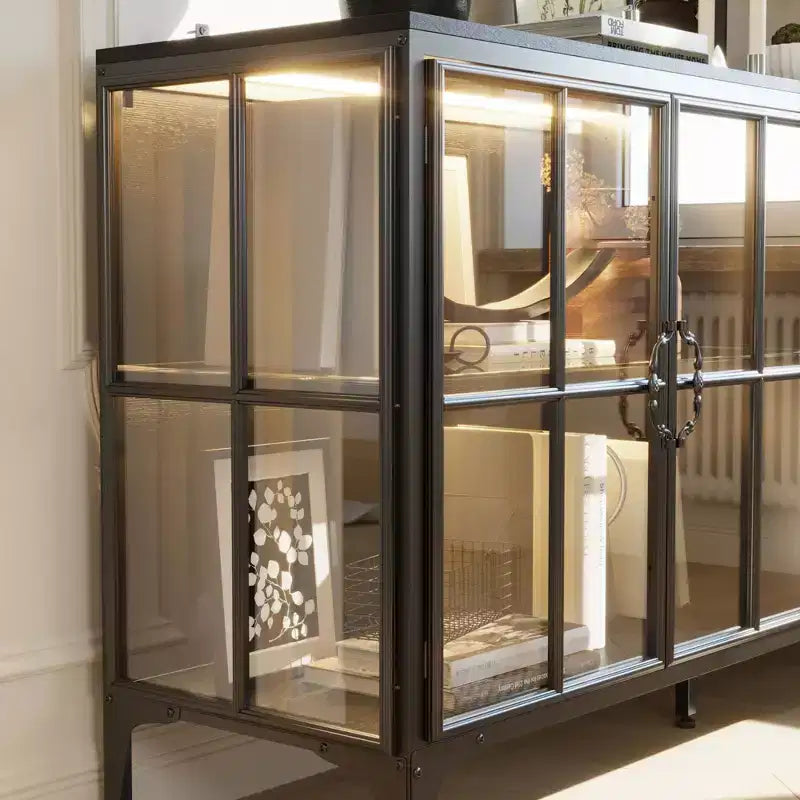 Étagère vitrine de rangement buffet avec portes en verre