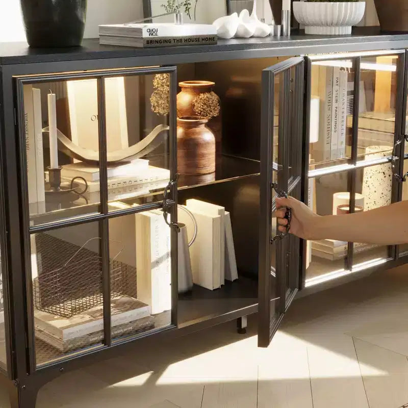 Étagère vitrine de rangement buffet avec portes en verre