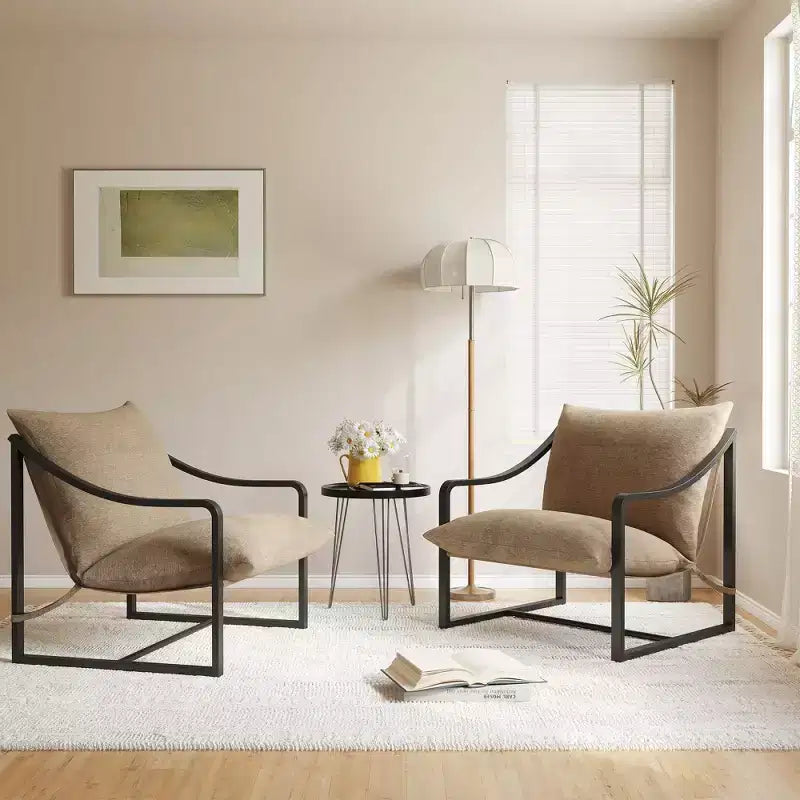 Fauteuil d'appoint Sling, chaises de salon à cadre métallique avec coussins amovibles