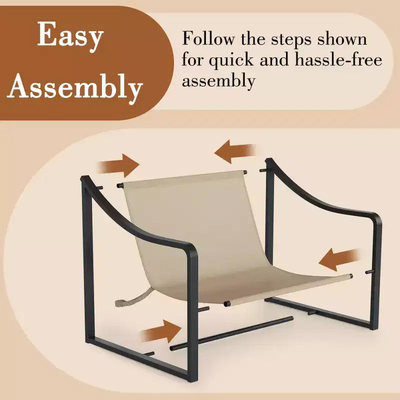 Fauteuil d'appoint Sling, chaises de salon à cadre métallique avec coussins amovibles