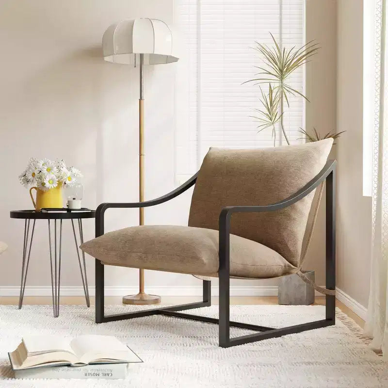 Fauteuil d'appoint Sling, chaises de salon à cadre métallique avec coussins amovibles