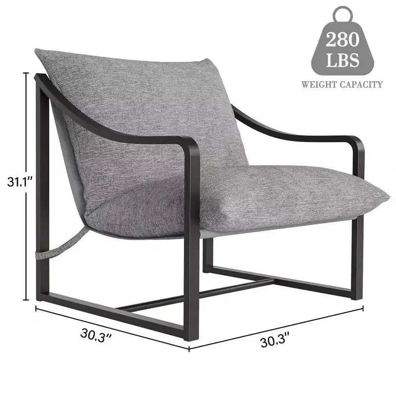 Fauteuil d'appoint Sling, chaises de salon à cadre métallique avec coussins amovibles