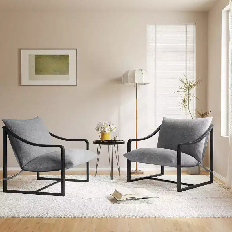 Fauteuil d'appoint Sling, chaises de salon à cadre métallique avec coussins amovibles