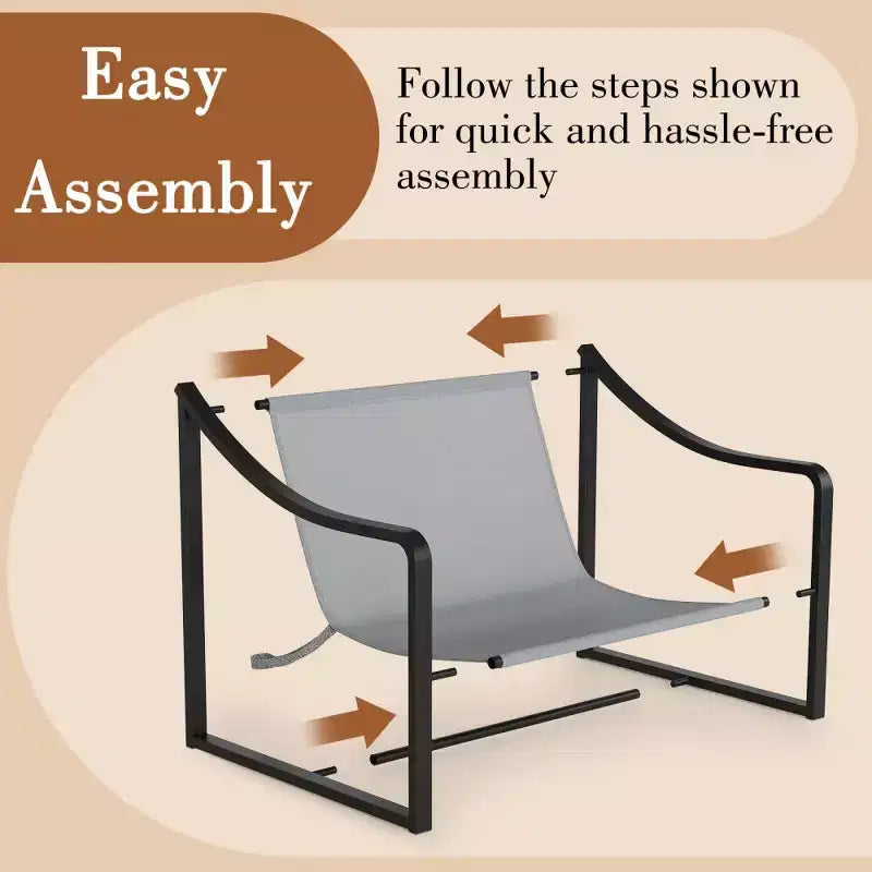 Fauteuil d'appoint Sling, chaises de salon à cadre métallique avec coussins amovibles