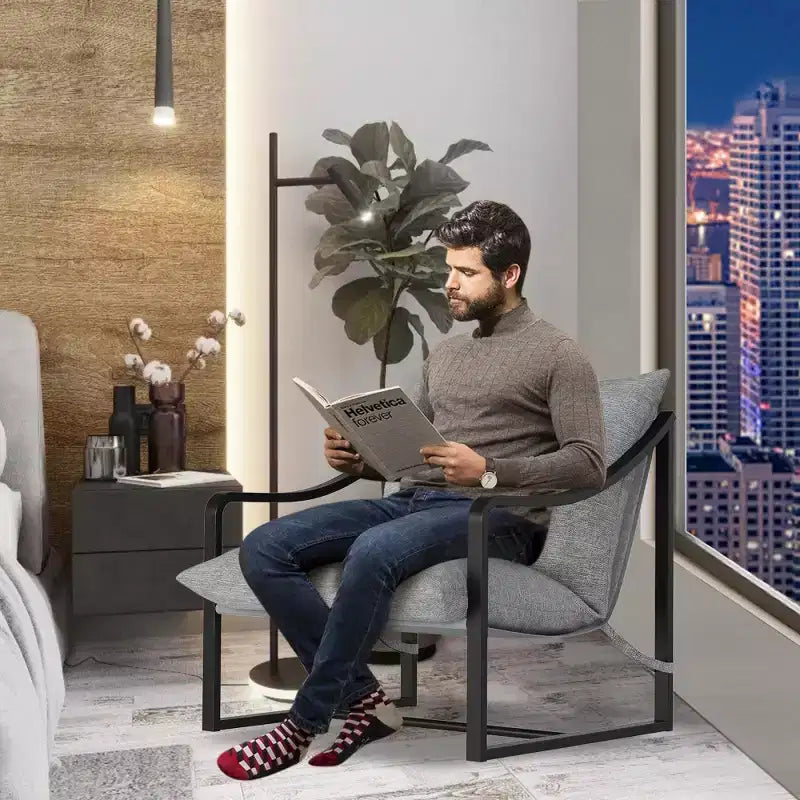 Fauteuil d'appoint Sling, chaises de salon à cadre métallique avec coussins amovibles