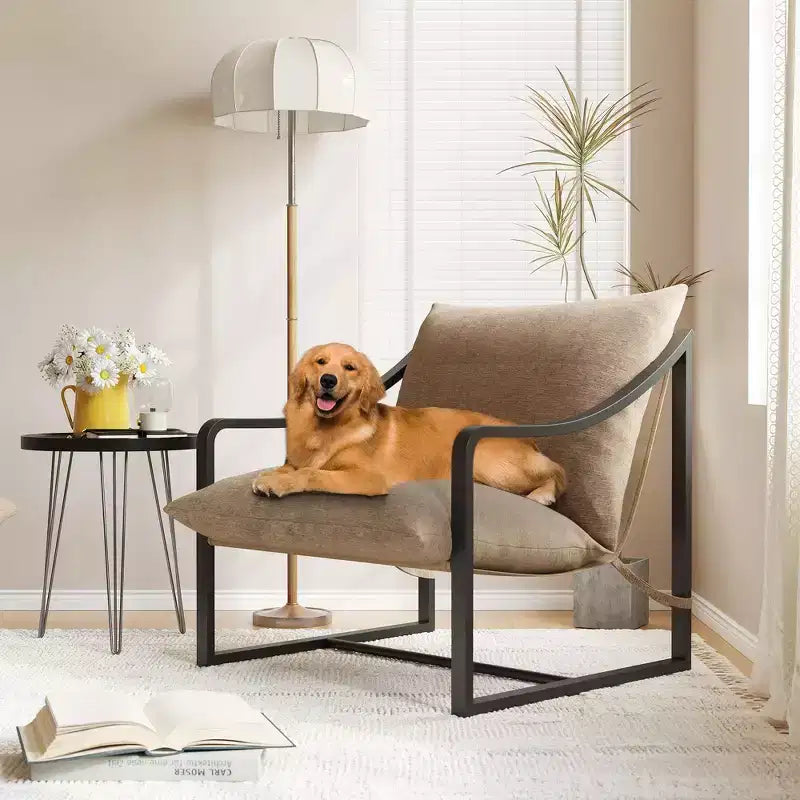 Fauteuil d'appoint Sling, chaises de salon à cadre métallique avec coussins amovibles