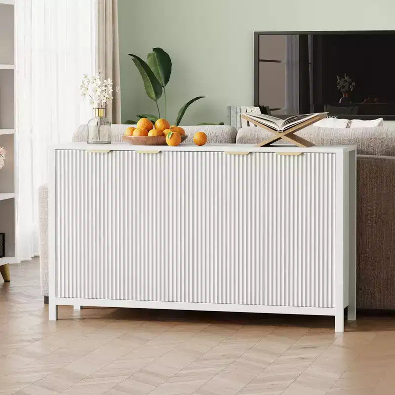 Buffet cannelé de 55 pouces, grand buffet moderne avec 4 portes