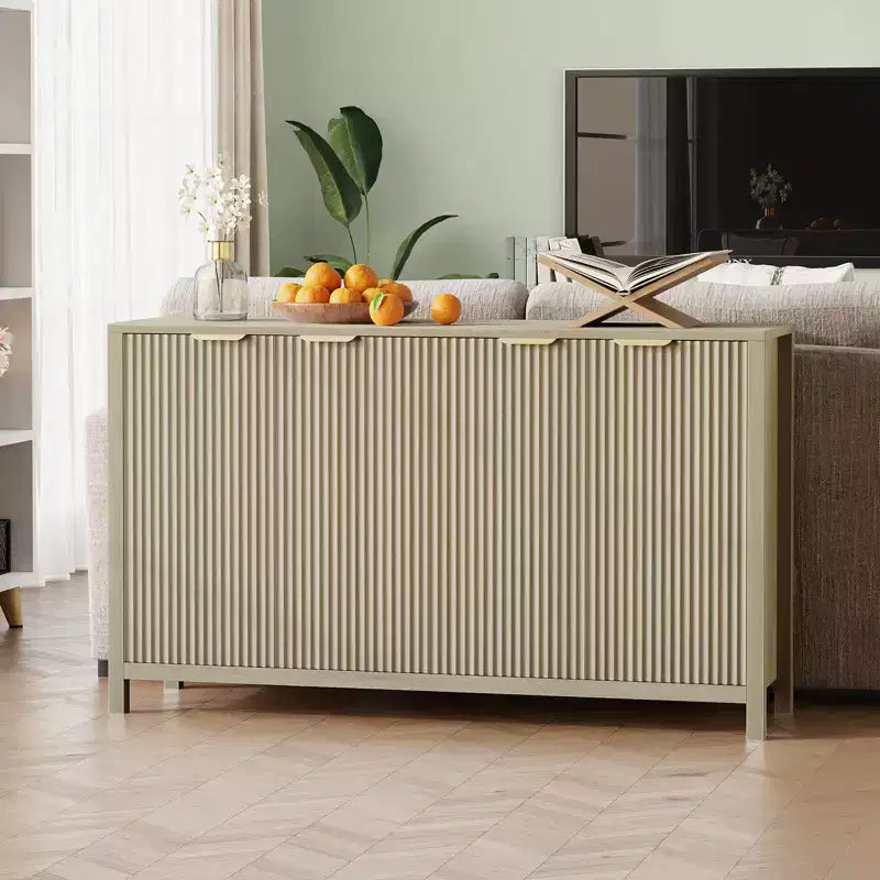 Buffet cannelé de 55 pouces, grand buffet moderne avec 4 portes