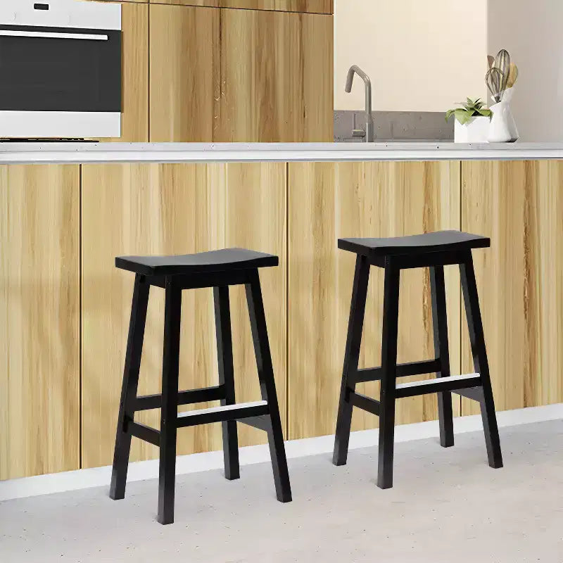 Tabouret de bar en bois massif, 24/30 pouces de hauteur, en forme de selle