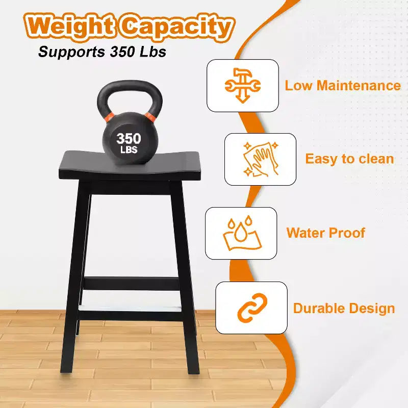 Tabouret de bar en bois massif, 24/30 pouces de hauteur, en forme de selle