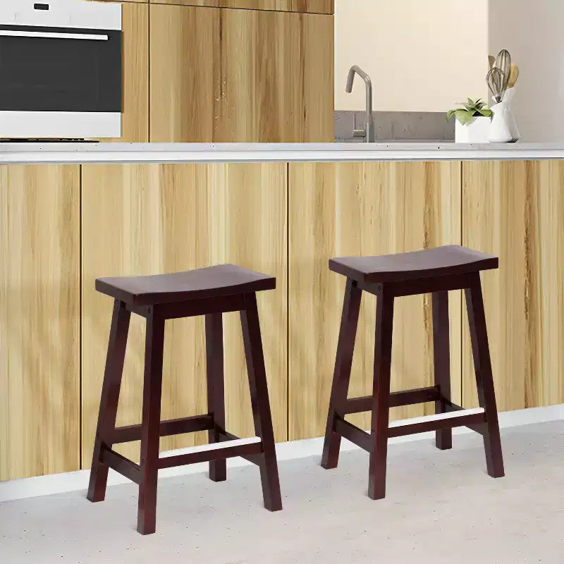 Tabouret de bar en bois massif, 24/30 pouces de hauteur, en forme de selle