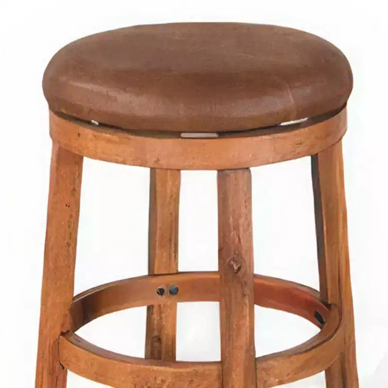 Tabouret de bar pivotant en similicuir et bois d'acajou