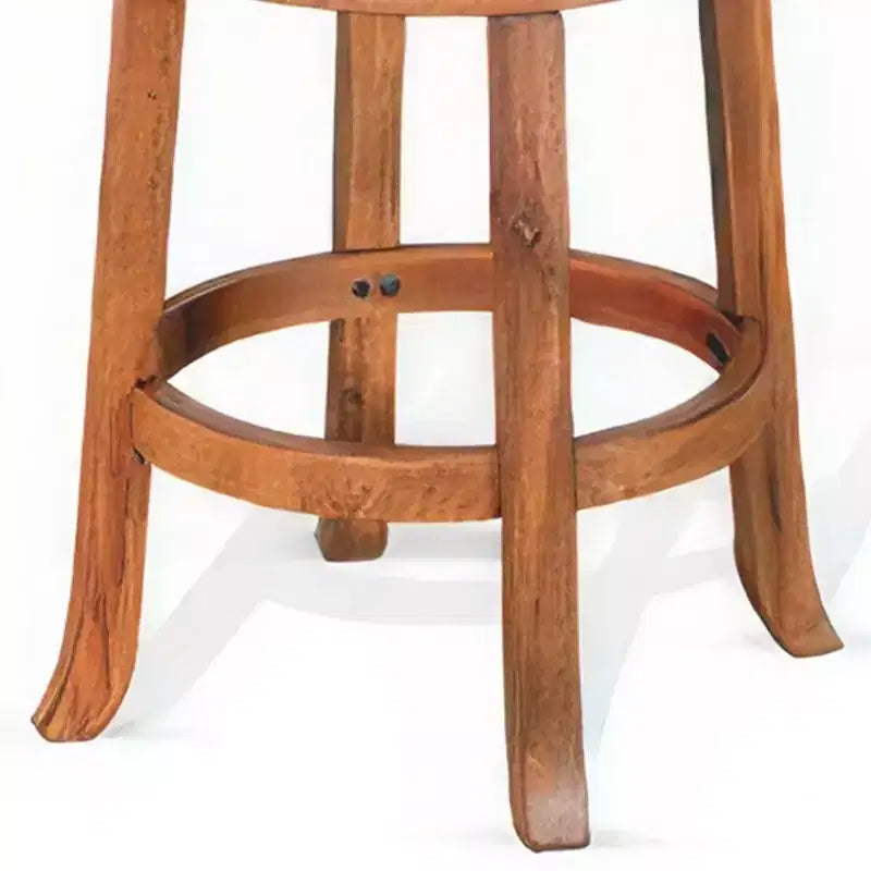 Tabouret de bar pivotant en similicuir et bois d'acajou
