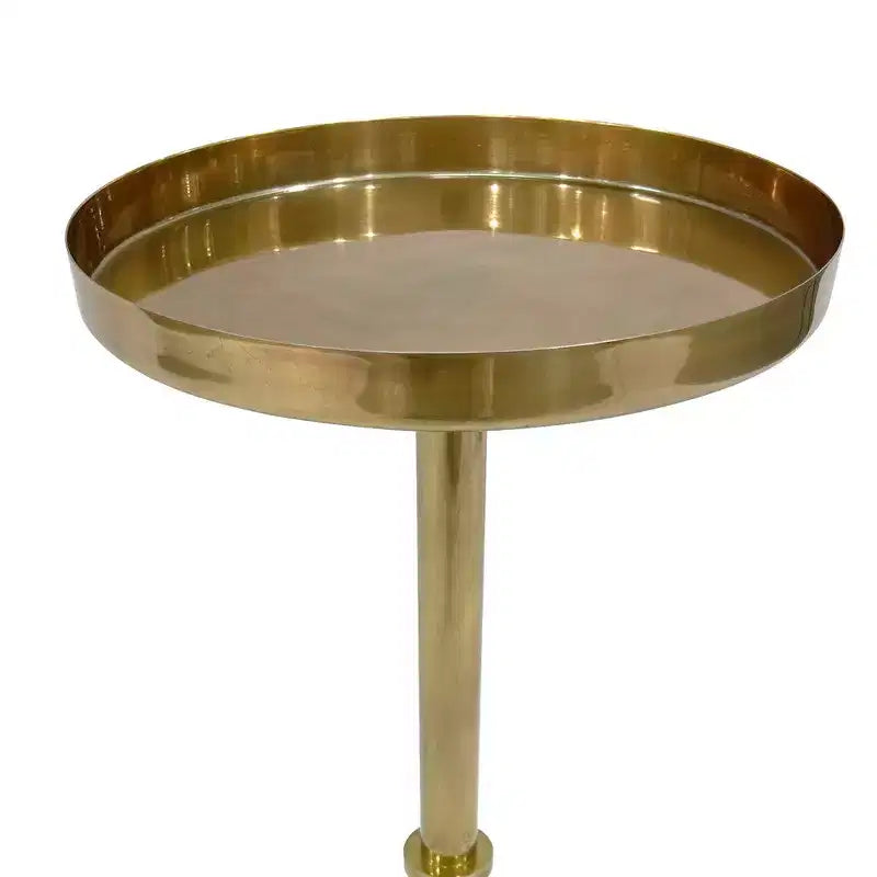 Table d'appoint de 56 cm avec base à pilier élégante vintage et plateau rond en forme de plateau