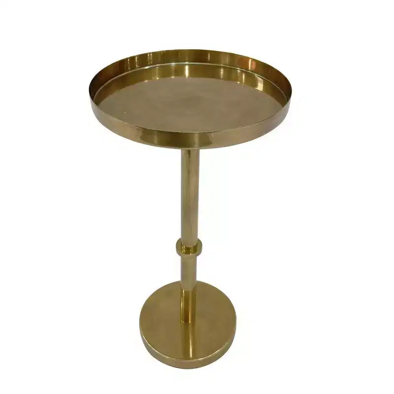 Table d'appoint de 56 cm avec base à pilier élégante vintage et plateau rond en forme de plateau