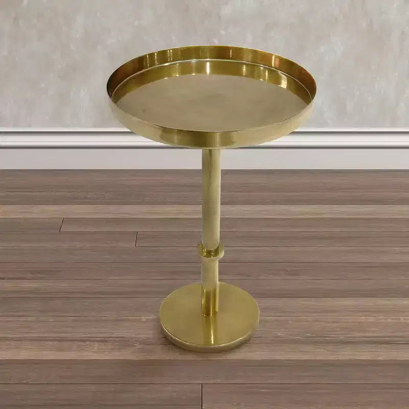 Table d'appoint de 56 cm avec base à pilier élégante vintage et plateau rond en forme de plateau