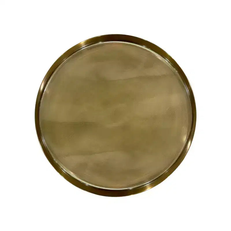 Table d'appoint de 56 cm avec base à pilier élégante vintage et plateau rond en forme de plateau