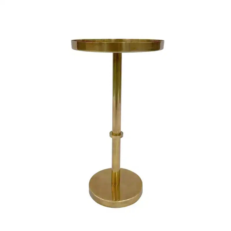 Table d'appoint de 56 cm avec base à pilier élégante vintage et plateau rond en forme de plateau