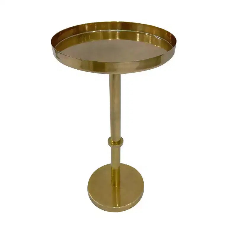 Table d'appoint de 56 cm avec base à pilier élégante vintage et plateau rond en forme de plateau