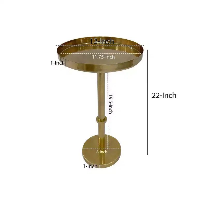 Table d'appoint de 56 cm avec base à pilier élégante vintage et plateau rond en forme de plateau