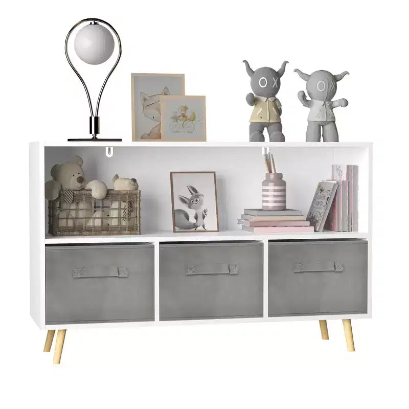 Armoire de chambre à coucher avec 3 tiroirs en tissu pliable et grand espace de rangement pour jouets