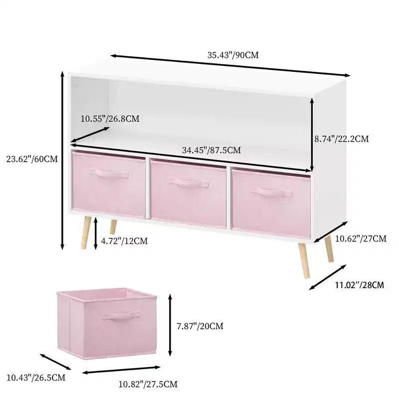 Armoire de chambre à coucher avec 3 tiroirs en tissu pliable et grand espace de rangement pour jouets