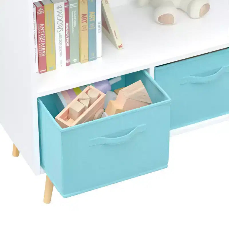 Armoire de chambre à coucher avec 3 tiroirs en tissu pliable et grand espace de rangement pour jouets