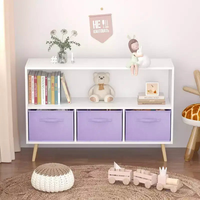 Armoire de chambre à coucher avec 3 tiroirs en tissu pliable et grand espace de rangement pour jouets