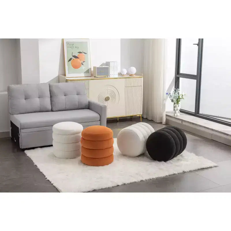Banc Pouf Rond Moderne Tabouret de Coiffeuse Rembourré en Velours Doux