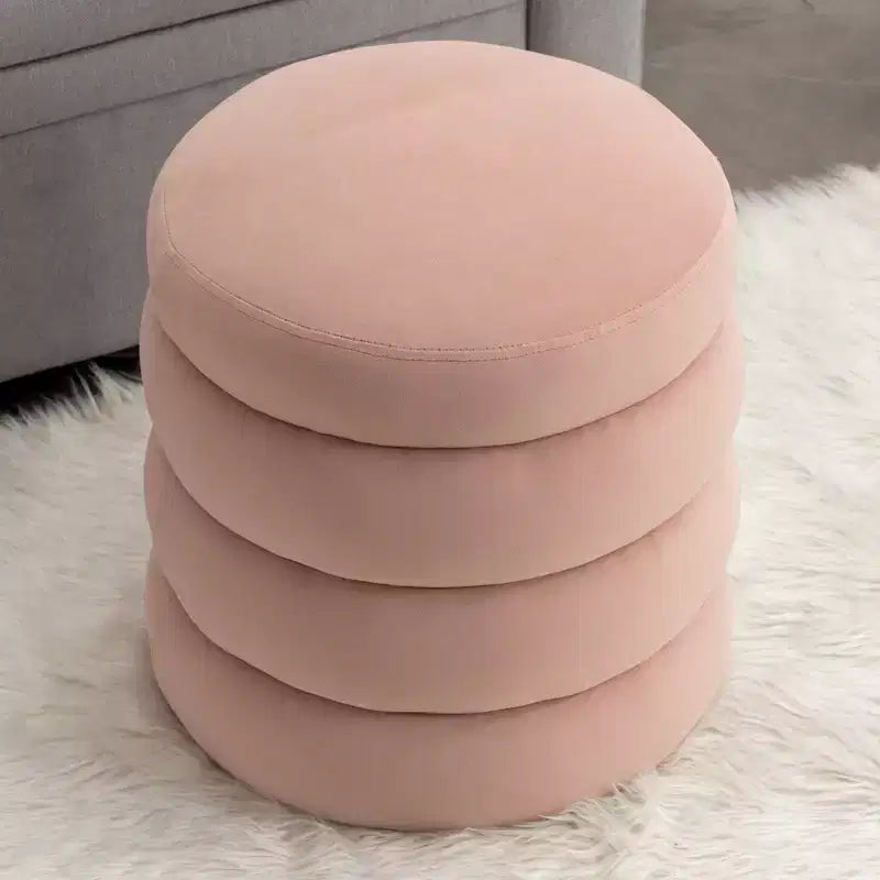 Banc Pouf Rond Moderne Tabouret de Coiffeuse Rembourré en Velours Doux