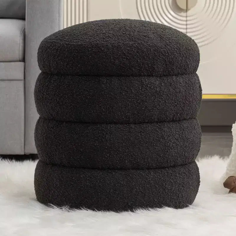Banc Pouf Rond Moderne Tabouret de Coiffeuse Rembourré en Velours Doux