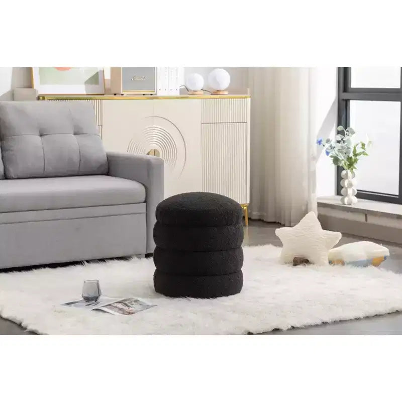 Banc Pouf Rond Moderne Tabouret de Coiffeuse Rembourré en Velours Doux