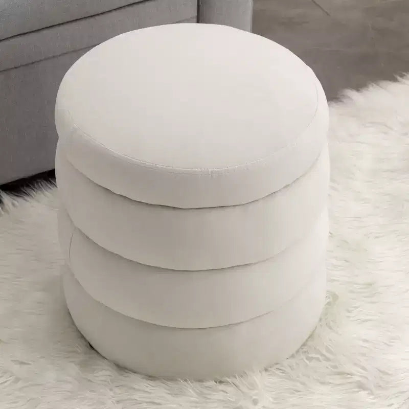 Banc Pouf Rond Moderne Tabouret de Coiffeuse Rembourré en Velours Doux
