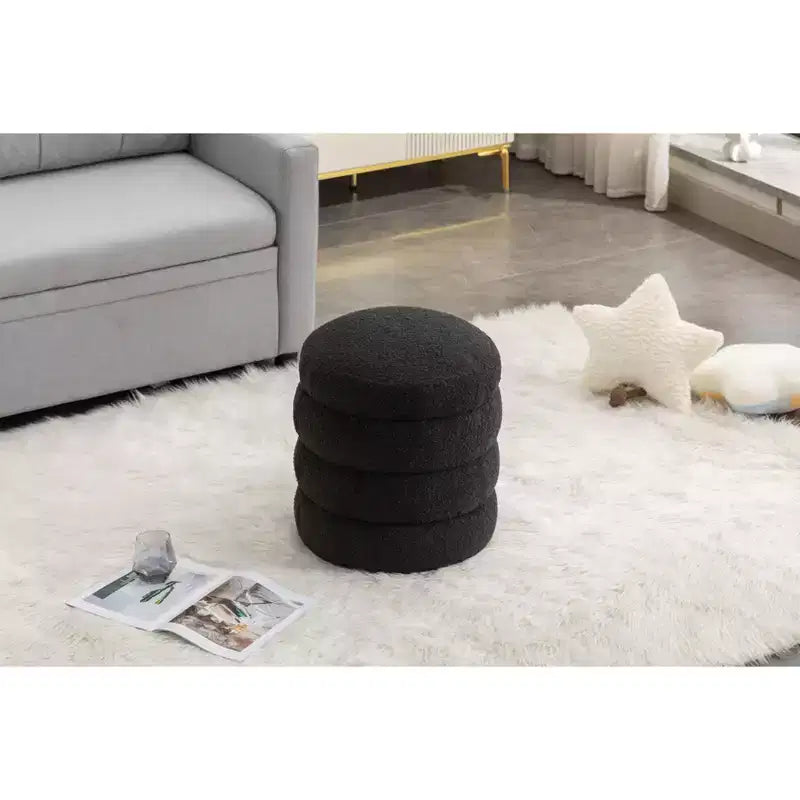 Banc Pouf Rond Moderne Tabouret de Coiffeuse Rembourré en Velours Doux