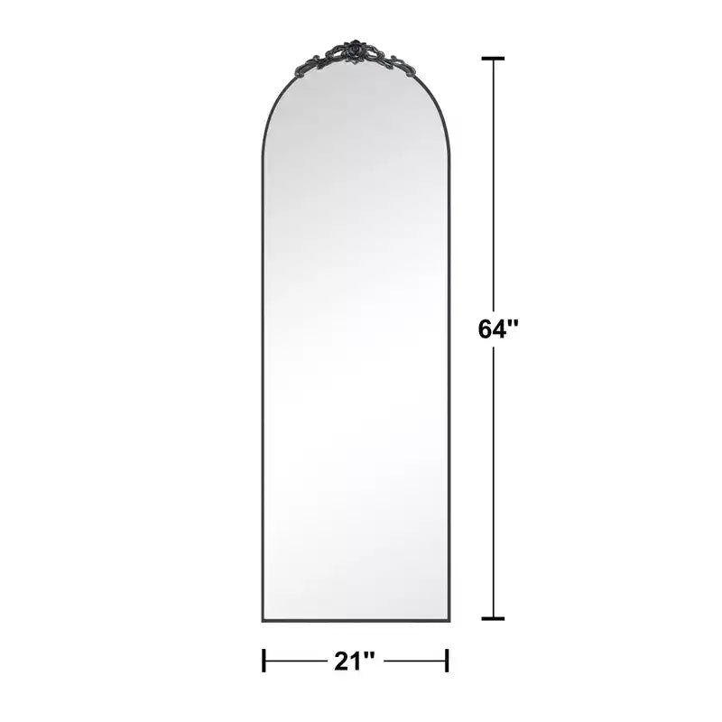 Miroir pleine longueur en aluminium noir à cadre mince à angle droit avec support