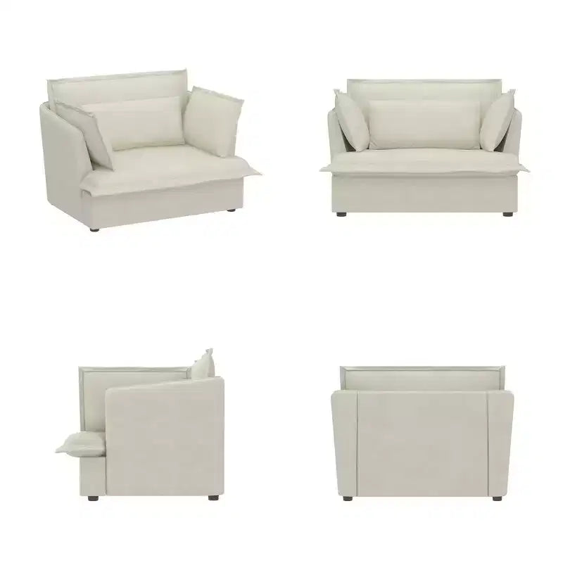 Fauteuil simple blanc capitonné, mobilier de salon confortable