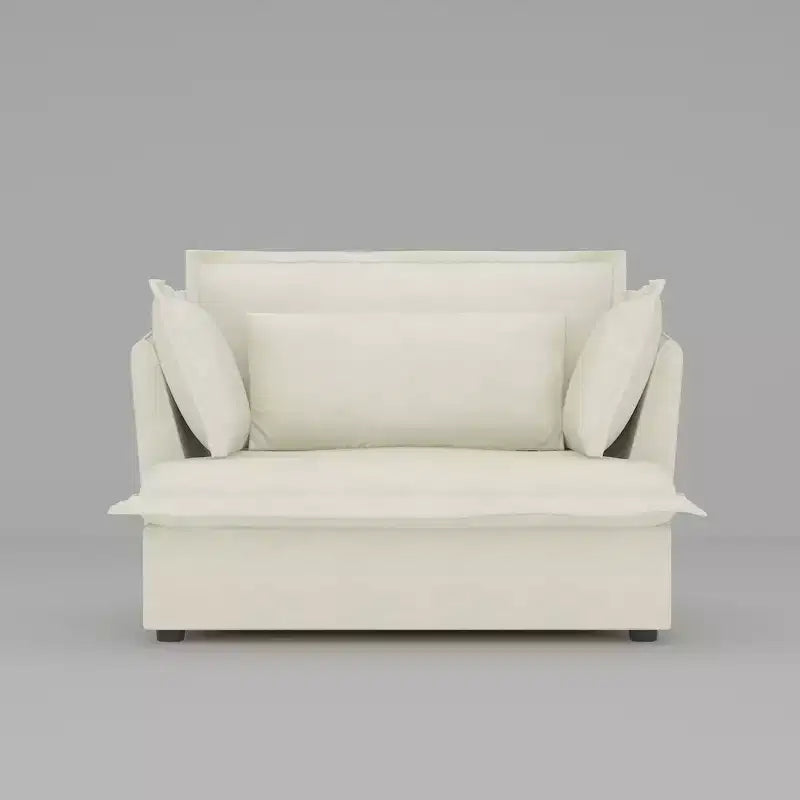 Fauteuil simple blanc capitonné, mobilier de salon confortable