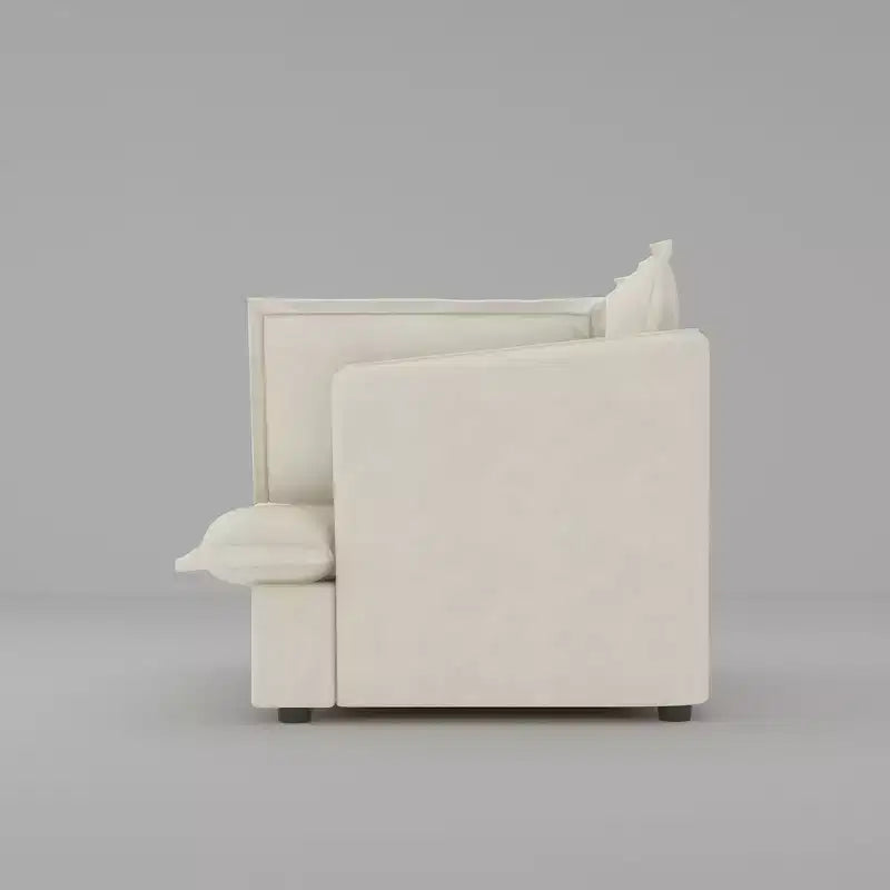 Fauteuil simple blanc capitonné, mobilier de salon confortable