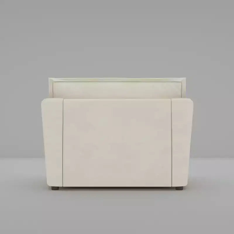 Fauteuil simple blanc capitonné, mobilier de salon confortable