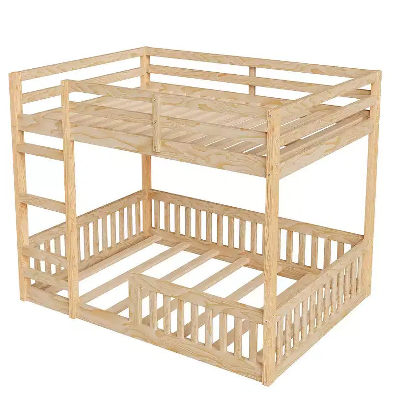 Lit superposé double en bois avec échelle et barrières de sécurité