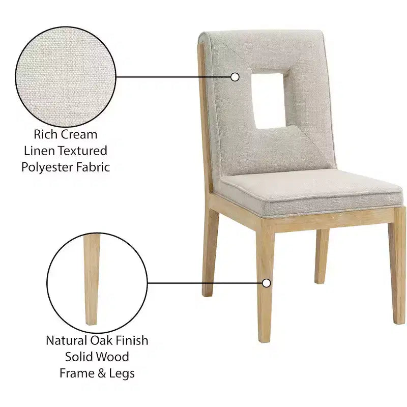 Chaise de salle à manger en tissu texturé lin