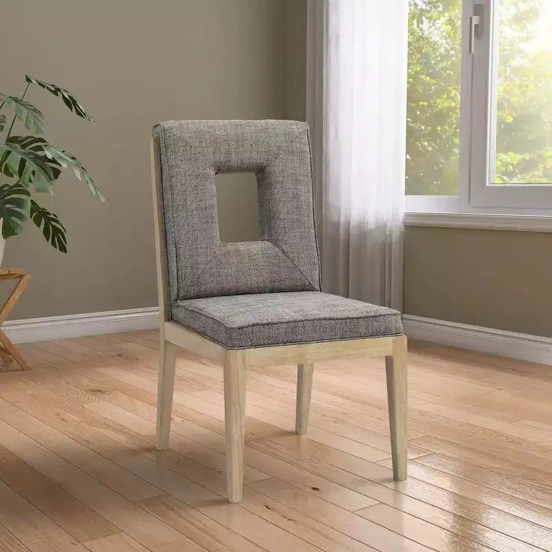 Chaise de salle à manger en tissu texturé lin