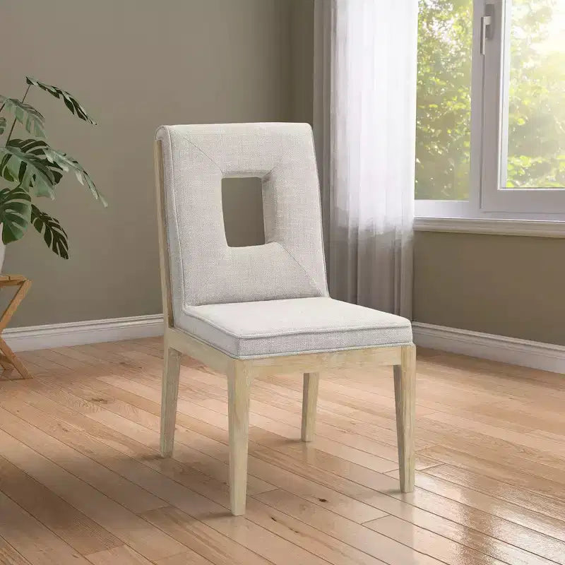 Chaise de salle à manger en tissu texturé lin