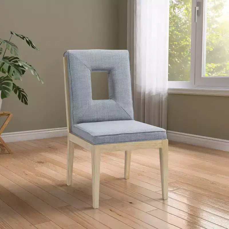 Chaise de salle à manger en tissu texturé lin